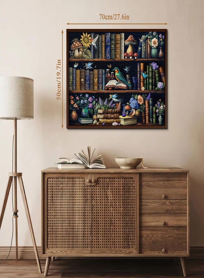 PPuzzling Magic Bookshelf Puzzles for Adults 1000 Pieces, Retro Book Flower Mushroom Jigsaw Puzzles, Nature Library Bookshelf Floral Puzzle as Home Decor - Image 4